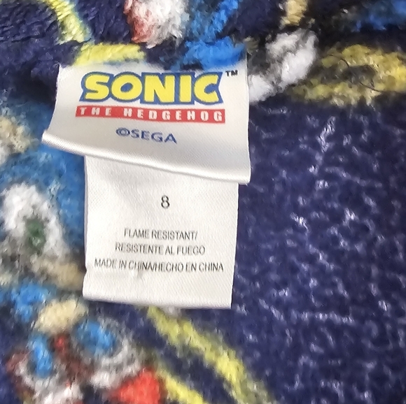 *Final price* Sonic the Hedgehog Character and Rings Fleece Kids Robe-Size 8 - Picture 5 of 6